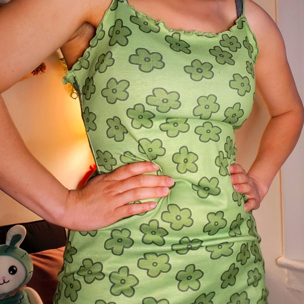 Shein Green Flower Dress
